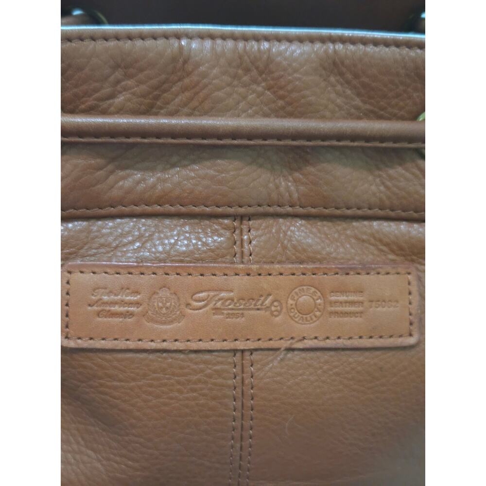 Fossil Y2K Bucket Shoulder Bag Tan Leather Fossil Key Charm - Picture 5 of 7
